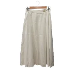 スローブ イエナ SLOBE IENA  台形スカート フレア ロング 麻 リネン 36 ライトベージュ /MS ●RY