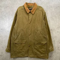 90年代 Eddie Bauer エディーバウアー ハンティングジャケット コーデュロイ襟 メンズ2XL 古着 90s VINTAGE ヴィンテージ 黒タグ後期 ビッグサイズ 大きいサイズ フェードモスグリーン