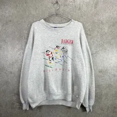 90年代 USA製 RUSSELL ATHLETIC アメフト チーム刺繍 スウェットシャツ メンズ2XL 古着 90s ヴィンテージ VINTAGE ラッセルアスレチック 前Vガゼット アメカジ  FOOTBALL WISCONSIN ビッグ