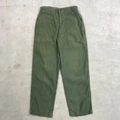 60年代 U.S.ARMY 米軍実品 初期型 ベイカーパンツ メンズW29相当 古着 60s ヴィンテージ VINTAGE OG-107 ボタンフライ 平ボタン サイドアジャスター オリーブグリーン