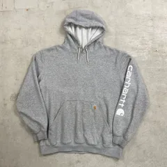 Carhartt カーハート ワンポイントロゴ スウェットパーカー メンズXL相当 古着 ORIGINAL FIT プルオーバーパーカー フーディー 袖ロゴプリント ライトグレー 灰色 