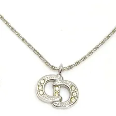 ★Christian Dior クリスチャン ディオール ネックレス シルバーカラー CDロゴ ラインストーン レディース アクセサリー 中古★007115
