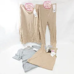 グンゼ GUNZE インナーウエア 4点セット シャツ 半袖 8分袖 スパッツ 9分丈 タンクトップ ベージュ グレー M