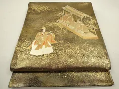 平和屋着物◎太鼓柄袋帯　駒刺繍　東方絹　金銀彩　正絹　逸品　CABB9959ze