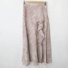 スナイデル SNIDEL フレアスカート ロング丈 フリル 花柄 ピンク 白 ホワイト 0