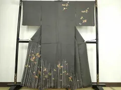 平和屋着物■訪問着　駒刺繍　枝花文　金彩　正絹　逸品　DABC0235sf