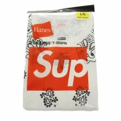 シュプリーム SUPREME ×Hanes ヘインズ Bandana Tagless Tees (2Pack) バンダナ タグレス 2枚セット 半袖Tシャツ L白ホワイト ブランド古着ベクトル 中古☆AA★260215