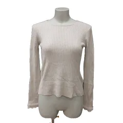 イエナ IENA ニット カットソー リブ レース 長袖 ベージュ /MS