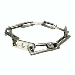 【GUCCI】グッチ SV925 16.4g 19.5cmスクエアチェーン ブレスレット メンズ レディース ユニセックス 【中古品】 USED-B 【9304】