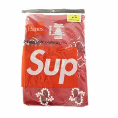 シュプリーム SUPREME ×Hanes ヘインズ Bandana Tagless Tees (2Pack) バンダナ タグレス 2枚セット 半袖Tシャツ L赤レッド ブランド古着ベクトル 中古☆AA★260215