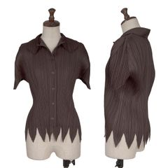 美品 PLEATS PLEASE イッセイミヤケ 半袖 シャツ ブラウン - メルカリ