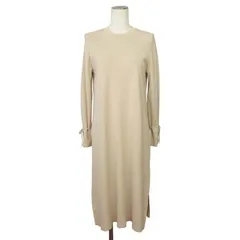 ミラオーウェン Mila Owen ワンピース ニット サイドスリット 袖リボン 長袖 レーヨン コットン ナイロン F ベージュ