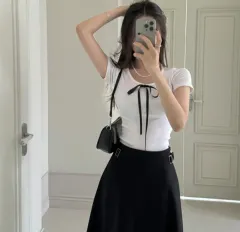 リボン 白 半袖 Tシャツ