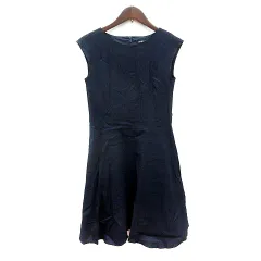 アンタイトル UNTITLED ワンピース ひざ丈 ノースリーブ 麻 リネン 0 XS 紺 ネイビー /MN