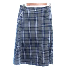 デッサン Dessin ラップスカート フレア ミモレ ロング チェック 2 M グレー /AU