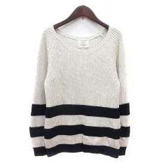 アングリッド UNGRID ニット セーター ボーダー 長袖 F 白 アイボリー 紺 ネイビー /MN