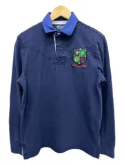 POLORALPH LAUREN (ポロラルフローレン) 長袖ラガーシャツ エンブレム ワッペン CUSTOM FIT 90S 00S 古着 ビンテージ S ネイビー メンズ/065