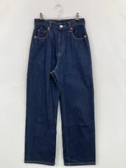 無印良品 デニムパンツ W22xL29 ネイビー フルレングス 無地 ワイド・ルーズ ストレート ハイウエスト リジッド・ワンウォッシュ