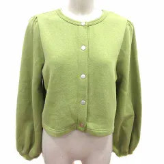 ダブルクローゼット w closet カーディガン ニット 裏起毛 長袖 F 黄緑 ライトグリーン /YK