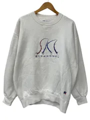 RUSSELL ATHLETIC (ラッセルアスレティック) 刺繍スエット トレーナー USA製 前V 裏起毛 80S 90S 古着 ビンテージ KITZBUHEL キッツビューエル XL ホワイト メンズ/065