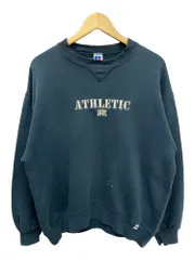 RUSSELL ATHLETIC (ラッセルアスレティック) ロゴ刺繡スエット トレーナー USA製 80S 90S 裏起毛 前V 古着 ビンテージ L グリーン メンズ/065
