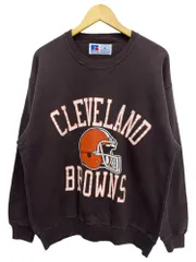 RUSSELL ATHLETIC (ラッセルアスレティック) プリントスエット トレーナー USA製 80S 90S 裏起毛 前V 古着 ビンテージ CLEVELAND BROWNS クリーブランド ブラウンズ XL ブラウン メンズ/065