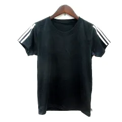 アディダス adidas カットソー Tシャツ クルーネック ライン 半袖 M 黒 ブラック /MN