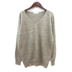 ディスコート Discoat ニット カットソー Vネック 長袖 ラメ M グレージュ /MN