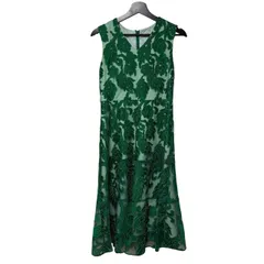 B096 グレースコンチネンタル 総刺繍 ノースリーブワンピース ドレス 38 グリーン