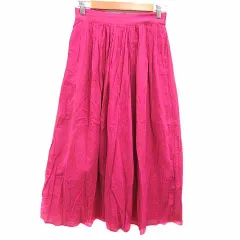 アースミュージック&エコロジー EARTH MUSIC & ECOLOGY フレアスカート ロング 麻混 リネン混 F ピンク /YK ●RY