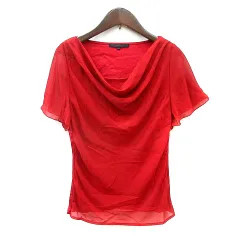 アナイ ANAYI カットソー ドレープ 半袖 切替 38 M 赤 レッド /MN