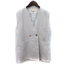 ナノユニバース nano universe ベスト ジレ 総裏地 ツイード ミックス柄 F ベージュ 白 ホワイト /YI