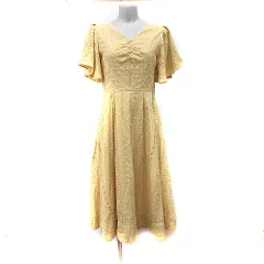 トランテアン ソン ドゥ モード 31 Sons de mode ワンピース ロング フレア袖 半袖 刺繍 36 S 黄色 イエロー /YI