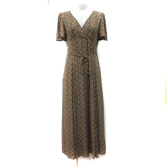 スナイデル SNIDEL ワンピース ロング マキシ 総柄 半袖 1 S 茶 ブラウン ベージュ /YI