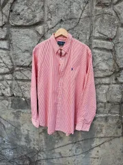 ポロラルフローレン ヴィンテージ オレンジ ストライプ コットン シャツ xl