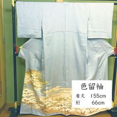 T‐424 色留袖 京友禅 袷 鶴 波 金彩 暈し 染め分け 正絹 美品 - メルカリ
