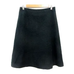 イネド INED フレアスカート ミモレ ロング 9 M 黒 ブラック /MN