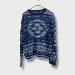 ☆RalphLauren☆ネイティブ柄リネン混コットンニット☆ワイドニット☆S☆ラグ☆グラデーション☆ネイティブアメリカン☆B26M