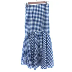 ナイスクラップ NICE CLAUP EVERY. VERY マーメイドスカート フレア ギンガムチェック F 青 ブルー /AU