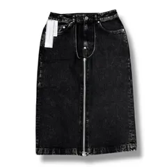 参考上代41,800円 未使用品 JOHN LAWRENCE SULLIVAN Washed denim zipped skirt ウォッシュドデニムジップスカート ミドル丈 ジョンローレンスサリバン JLSW-51 ブラック M 1353A2のサムネイル