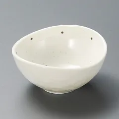 粉引ドット楕円３.５鉢