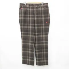 ナイキゴルフ NIKE GOLF パンツ スポーツ ロング ストレッチ ロゴ チェック柄 微起毛 茶 ブラウン 35