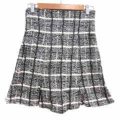 スナイデル SNIDEL フレアスカート ミニ ツイード インナーパンツ 1 S 黒 ブラック 白 ホワイト /YK