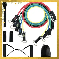 Socpuro トレーニングチューブ 10~50Lbs 強度別5本セット 初心者～上級者 筋トレチューブ 高強度 フィットネスチューブ 筋トレチューブセット 筋トレ 補助バンド ハンドル付き 美尻 背中 胸筋 肩 収納バッグ付 0