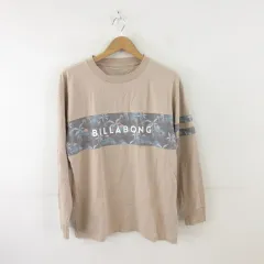 ビラボン BILLABONG Tシャツ 丸首 長袖 プリント ベージュ L *A110