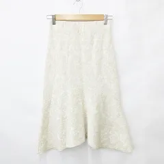 エポカ EPOCA スカート ひざ丈 フレアー 総柄 花柄 クリーム ホワイト 白 38