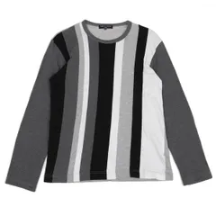コムデギャルソン オムCOMME des GARCONS HOMME ストライプ切替カットソー グレー黒他XS