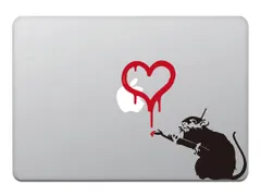カインドストア MacBook Air/Pro 11 / 13インチ マックブック ステッカー シール ラブ ラット バンクシー LOVE RAT Banksy ブラック M591-B