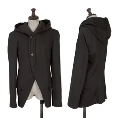アンドゥムルメステールANN DEMEULEMEESTER コットン切替フーテッドジャケット 黒Mのサムネイル