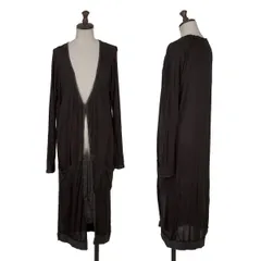 ランバンLANVIN シルクパイピングボタンレスロングカーディガン 黒M